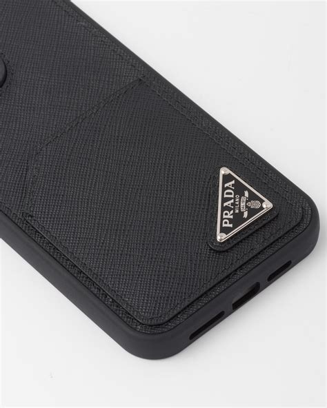 Black Saffiano leather iPhone 13 Pro Max cover 